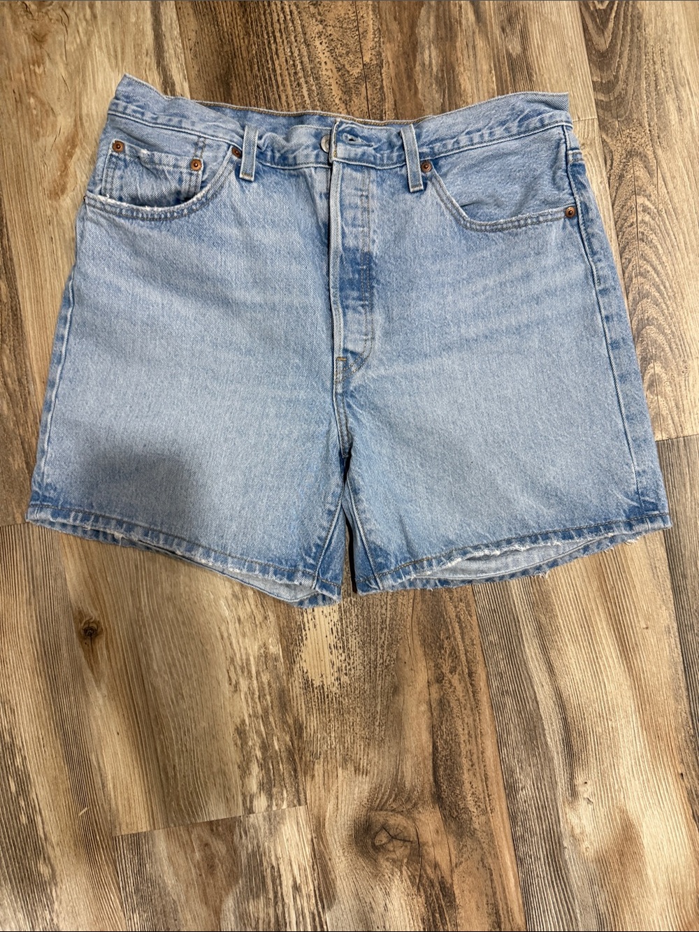 501 Button Fly Light Blue Denim Women's Shorts